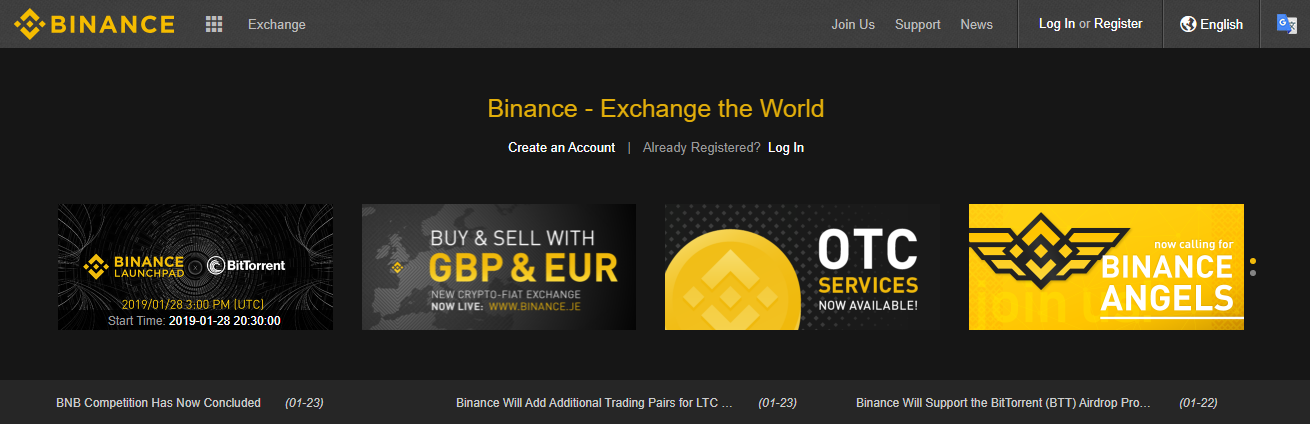 Binance Homepage